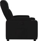 Zij-aanzicht van de zwarte fauteuil met bekerhouders en zijvak.