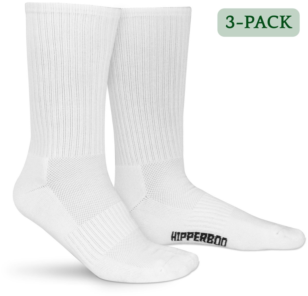 Hipperboo® 3 Paar Bamboe Sportsokken - Maat 39-42 - Wit - Dames & Heren Sportsokken - Hardloopsokken - Tennis Sokken - Padel Sokken - Meerdere Maten en Kleuren - Naadloos