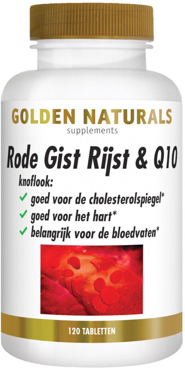 Golden Naturals - Rode Gist Rijst & Q10 Vegan - 2 x 120 tabletten - Voordeelverpakking