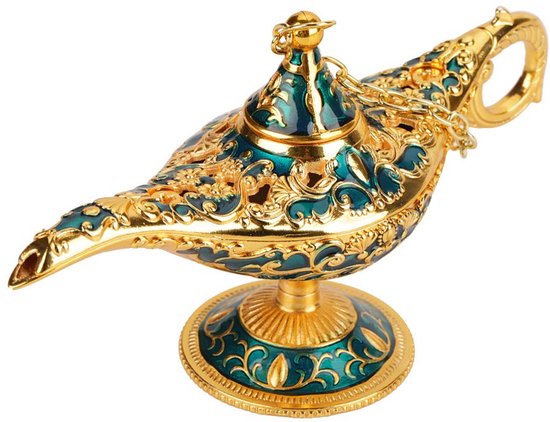 Mk stoer Aladdin Lamp, Aladdin Magic Lamp, Metal Engraving, Aladdin Miracle Lamp, 3D Embossing, Decorative Lamp Incense Stick Holder, Gift Idea, Decorative Metal Lamp (Phnom Penh Blue)
