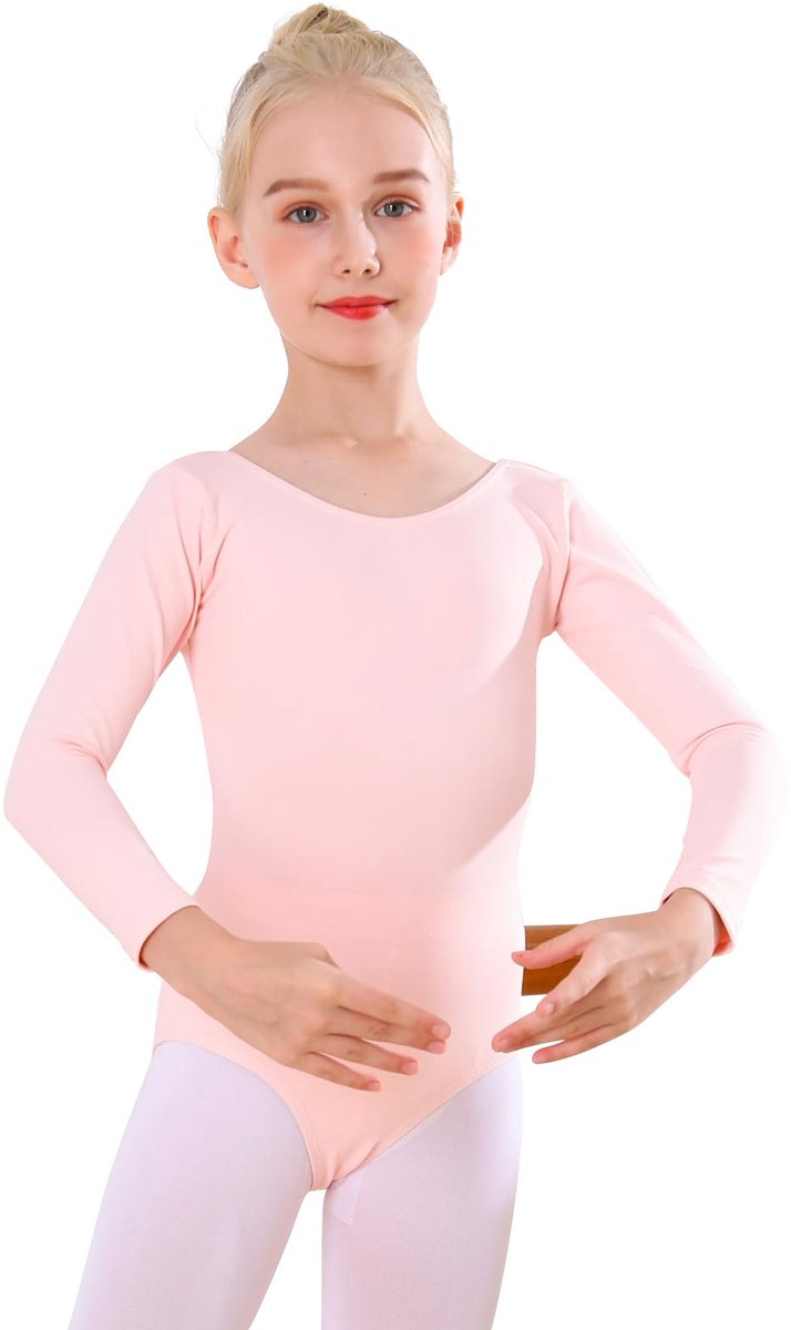 Ballet Clothing Girls Children's Ballet Suit Ballet Suit Long Sleeves Dance Bodysuit for 3-12 Years Pink 100 pink