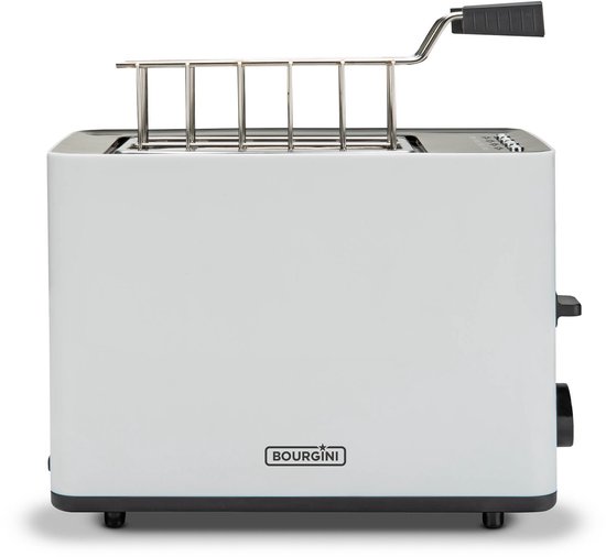 Bourgini Tosti Toaster met Bagelfunctie - Broodrooster met Tostiklemmen - Wit- Matte Finish - Extra brede sleuf geschikt voor 2 tosti's