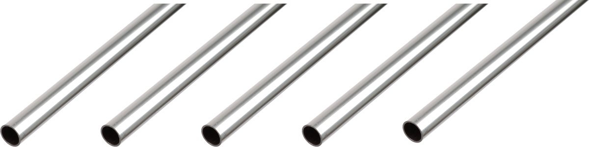 Alberts 5 x BA-Profil, ronde buis, aluminium, naturel, Ø6 x 1 mm, lengte 1 m