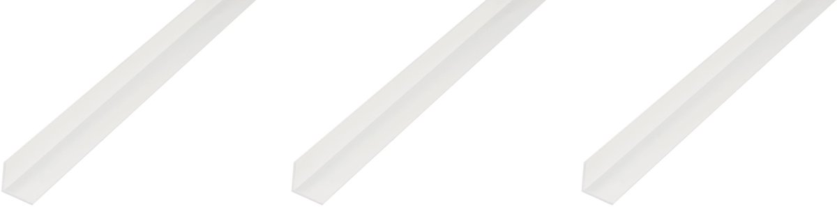 Alberts next 3 x hoekprofiel, PVC, weiß, 10 x 10 x 1 mm, lengte 2 m