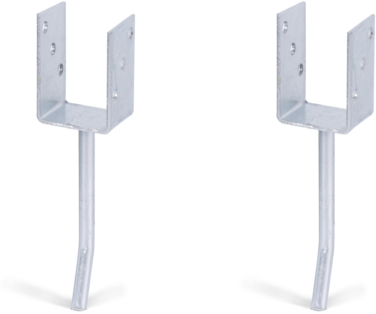 Alberts 2 x U-paaldrager mit Rundstahl-betonanker, 71x104 mm, betonanker 200 mm, thermisch verzinkt, voor inbetonneren