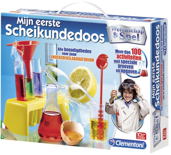 Clementoni Wetenschap & Spel - Mijn Eerste Scheikundedoos - Experimenteerdoos met 100 Experimenten - Laboratorium Speelgoed - 8+ Jaar