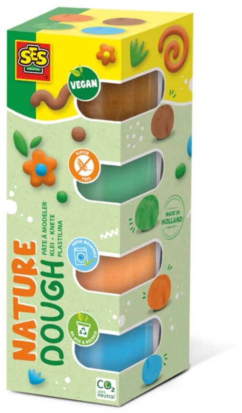 SES Creative - Feel Good Klei - Nature (4x90g) - Vegan en Glutenvrij - Herbruikbaar - Uitwasbaar - Vanaf 1 jaar