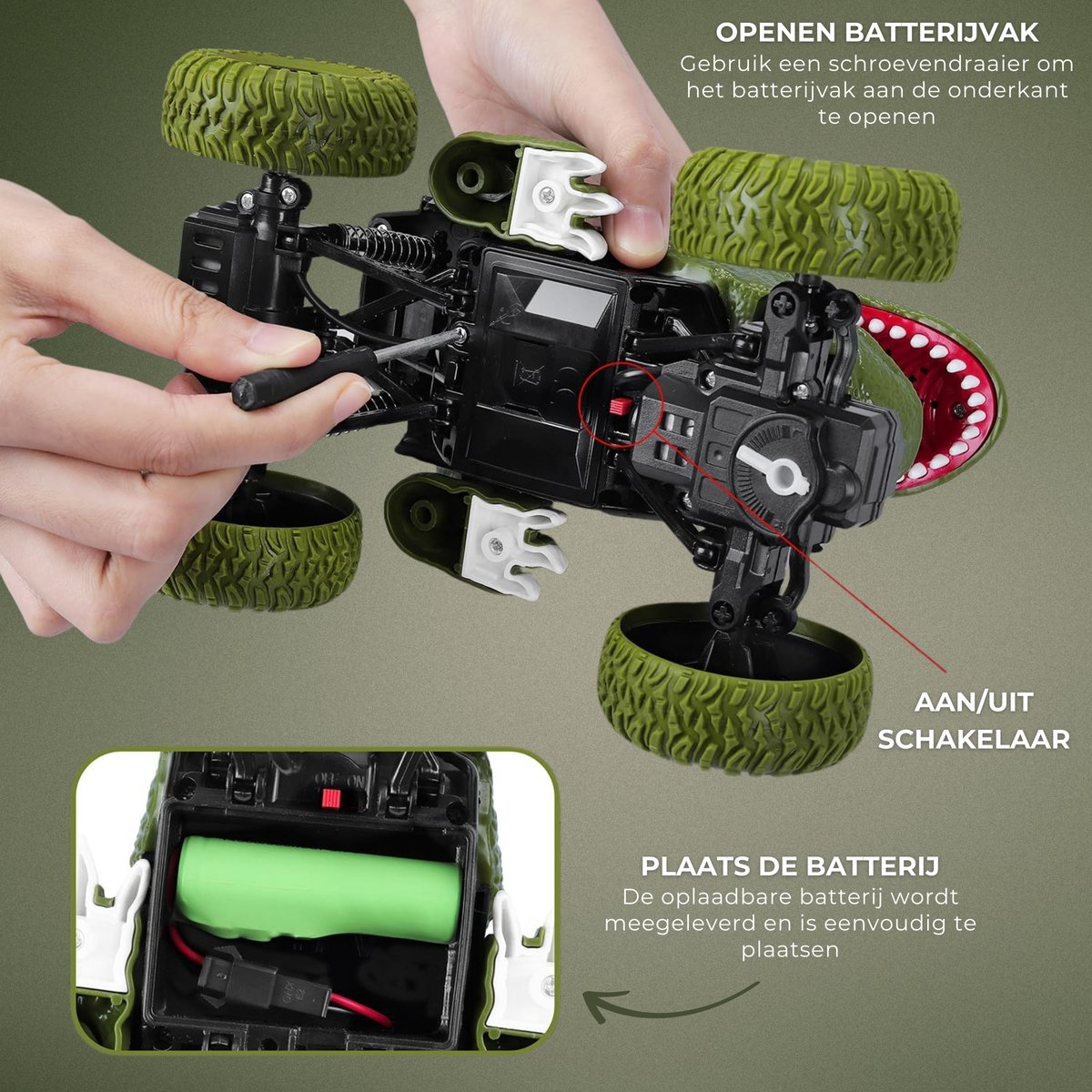 Boncy® Bestuurbare RC Auto - Dinosaurus Car - Jongens Meisje - Dino Robot Speelgoed Binnen & Buiten - Afstandbestuurbaar Race Drift Car - Afstandsbestuurbaar Raceauto Accu - Stuntauto Bestuurbaar - Elektrisch Autos Dinosaurussen 2 3 4 5 6 Jaar — afbeelding 4