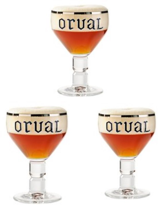 Orval Bierglas - 33cl (Set van 3) - Origineel glas van de brouwerij - Glas op voet - Nieuw