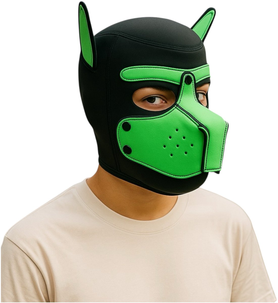 Hondenmasker Groen – Cosplay Masker voor Volwassenen – Verstelbaar – Kinky Pleasure® – Puppy Roleplay Masker