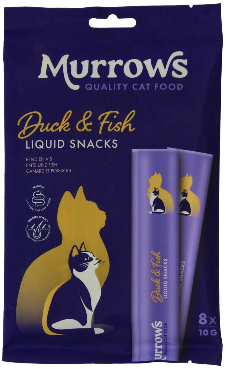 Murrows Liquid Snack - Kattensnack - Eend Vis 8x10 g