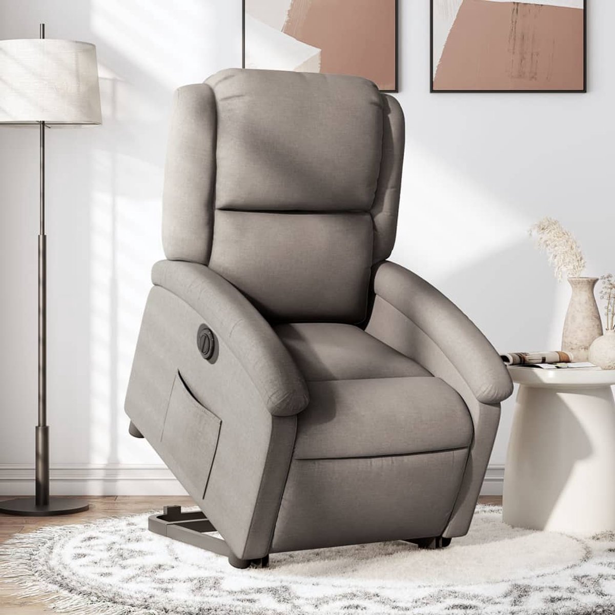 vidaXL - Sta-op-stoel - elektrisch - verstelbaar - stof - taupe – foto 4