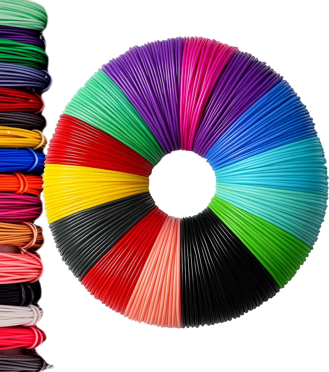 3D pen vullingen - PLA Filament - 20 kleuren - 100 meter - 1,75mm - Navulling - Hervulling - Geschikt voor vrijwel alle 3D pennen