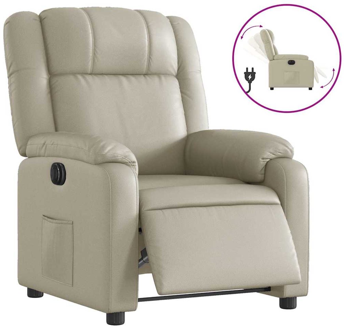 vidaXL Fauteuil - elektrisch - verstelbaar - kunstleer - crèmekleurig