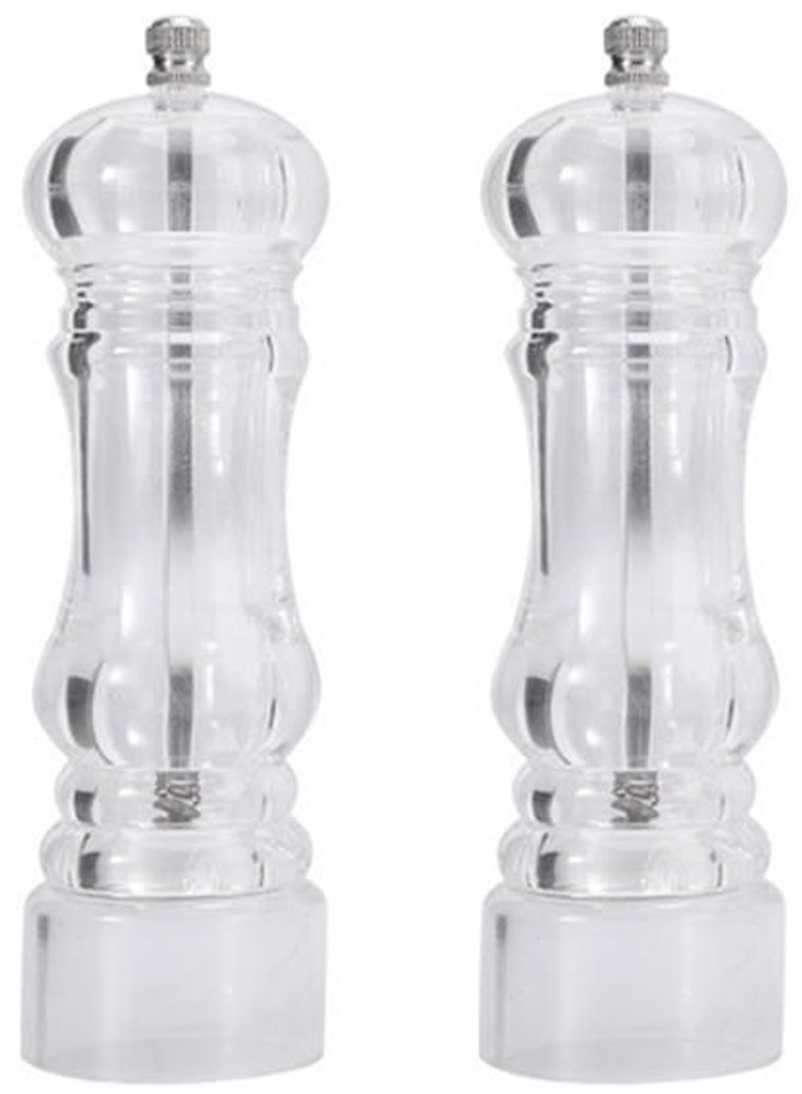 Peper Zout Molen Set – Transparant Acryl – Instelbaar Maalgraad – Twee Traps Maalsysteem