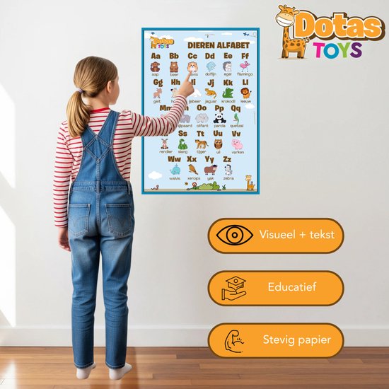 DotasToys Poster Enfant Affiche Alphabet Animaux - Décoration murale Éducative Chambre d'enfant