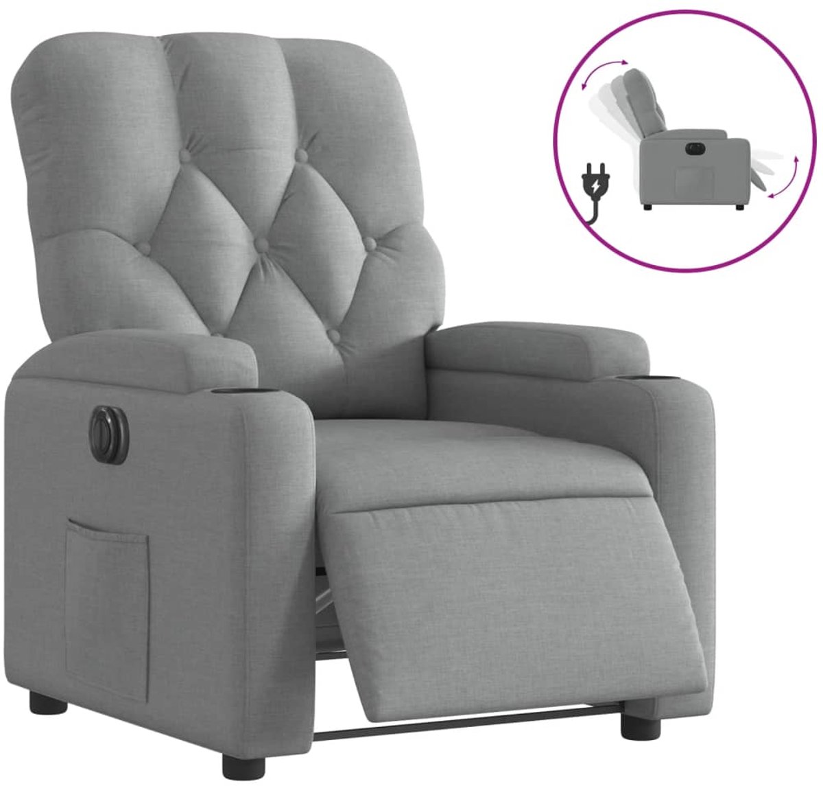 vidaXL Fauteuil - elektrisch - verstelbaar - stof - lichtgrijs