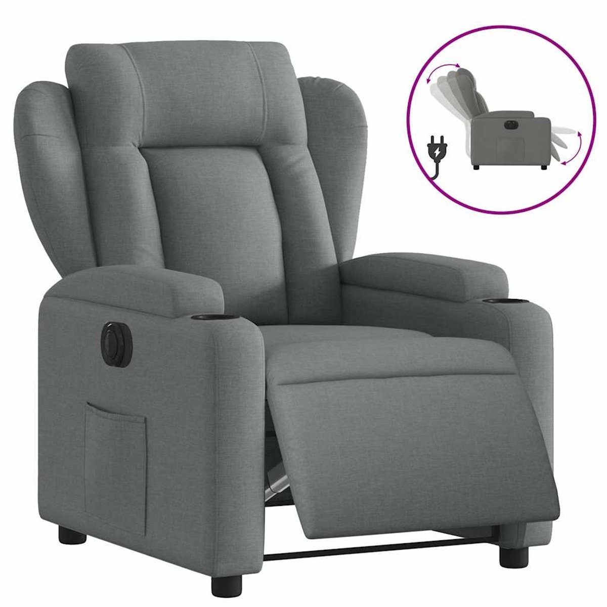 vidaXL Fauteuil - elektrisch - verstelbaar - stof - donkergrijs