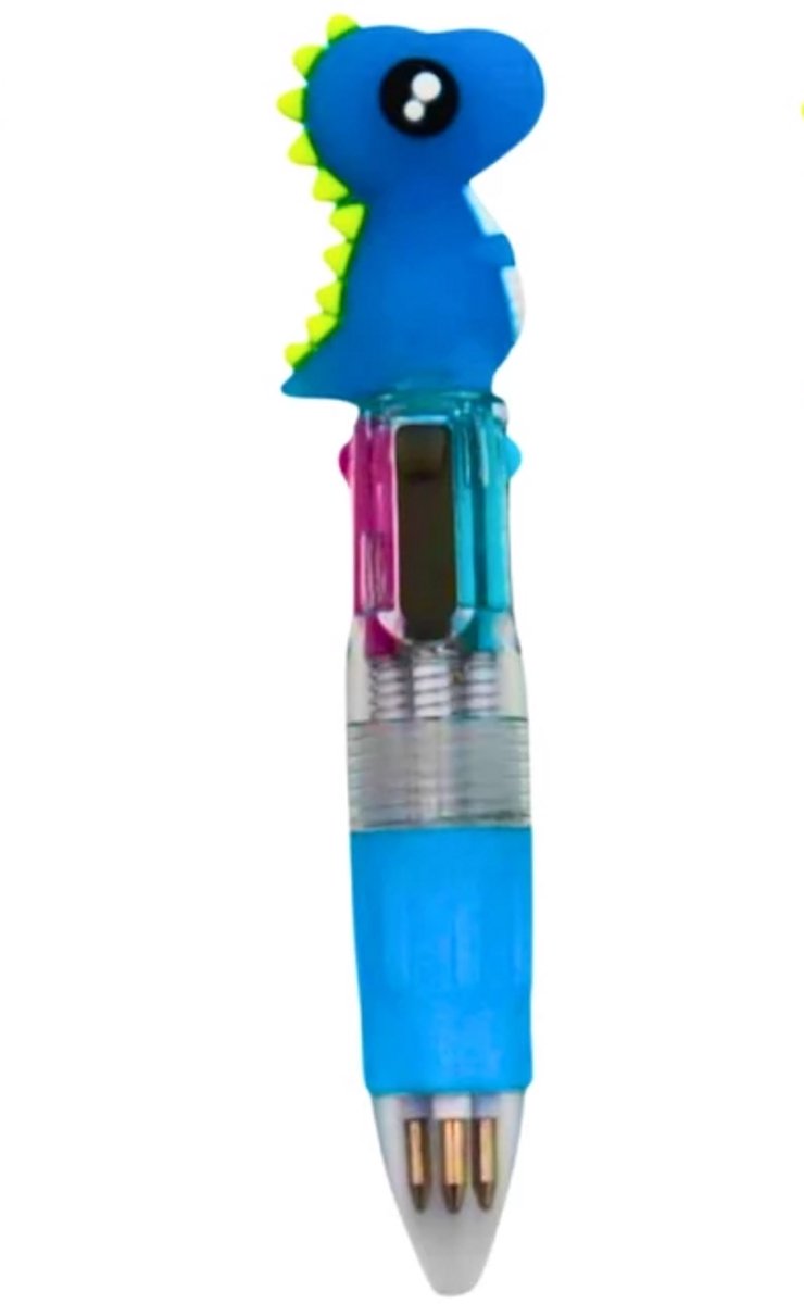 Balpen Dino Blauw – Leuke Meerkleuren Schrijfpen voor Kinderen – Stoere Dieren Pen met Dinosaurus – School & Cadeautje