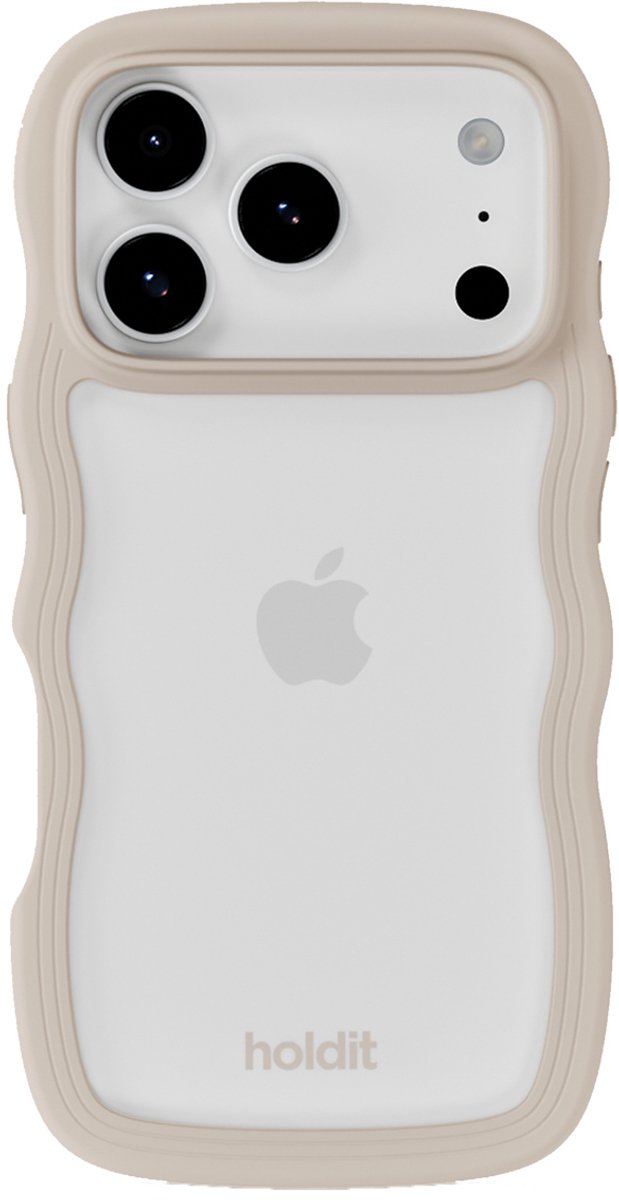 Holdit Wavy Case geschikt voor Apple iPhone 17 Pro - Transparent / Light Beige