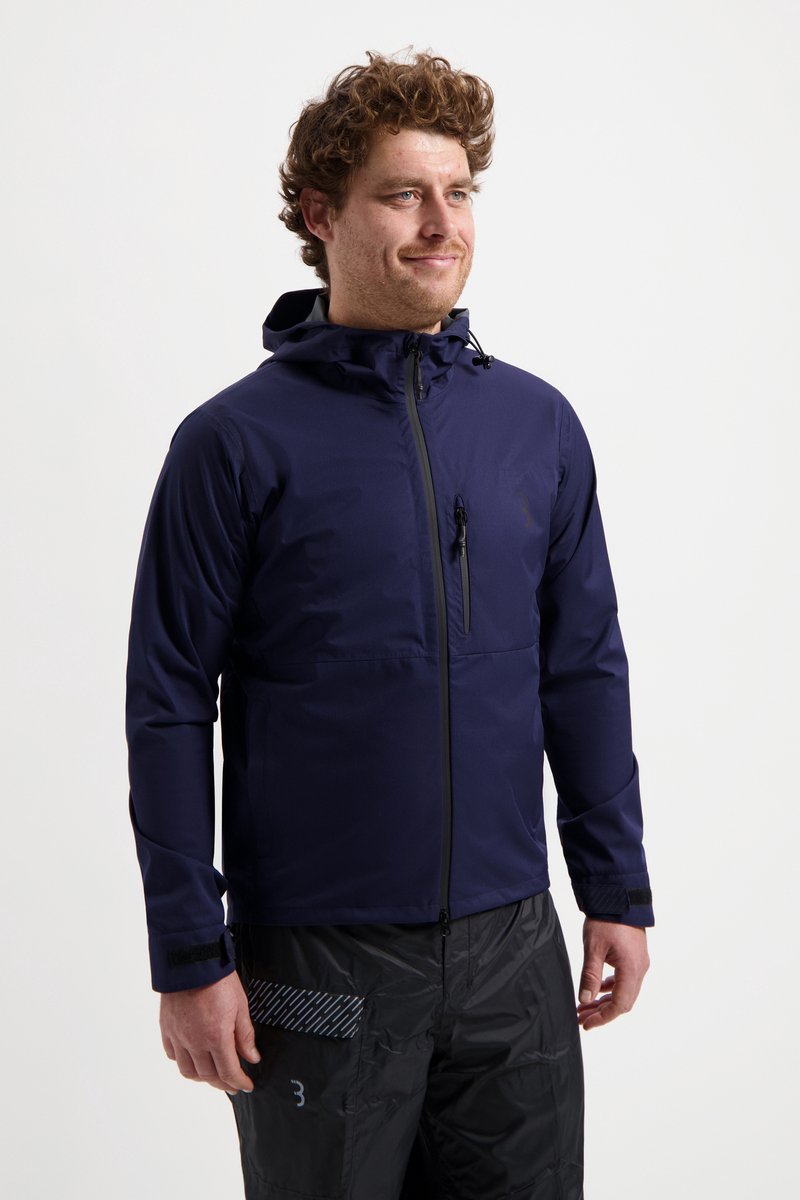 BBB Cycling Rainshield Explorer Regenjas Fiets - Met 3 Ritszakken - Waterdicht Fietsjack Heren & Dames - Commuter Fietsjas - Donker Blauw - XXL - BBW-450