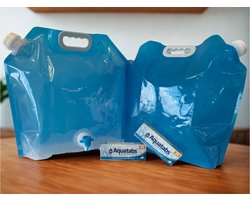 Waterzuiveringspakket - Aquatabs - Waterzak 10 L draagbaar met kraan - 100 waterzuiveringstabletten