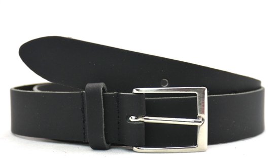 3cm zwarte riem - damesriem/herenriem - zwart - 100% leder - Maat 125 - Totale lengte riem 140 cm
