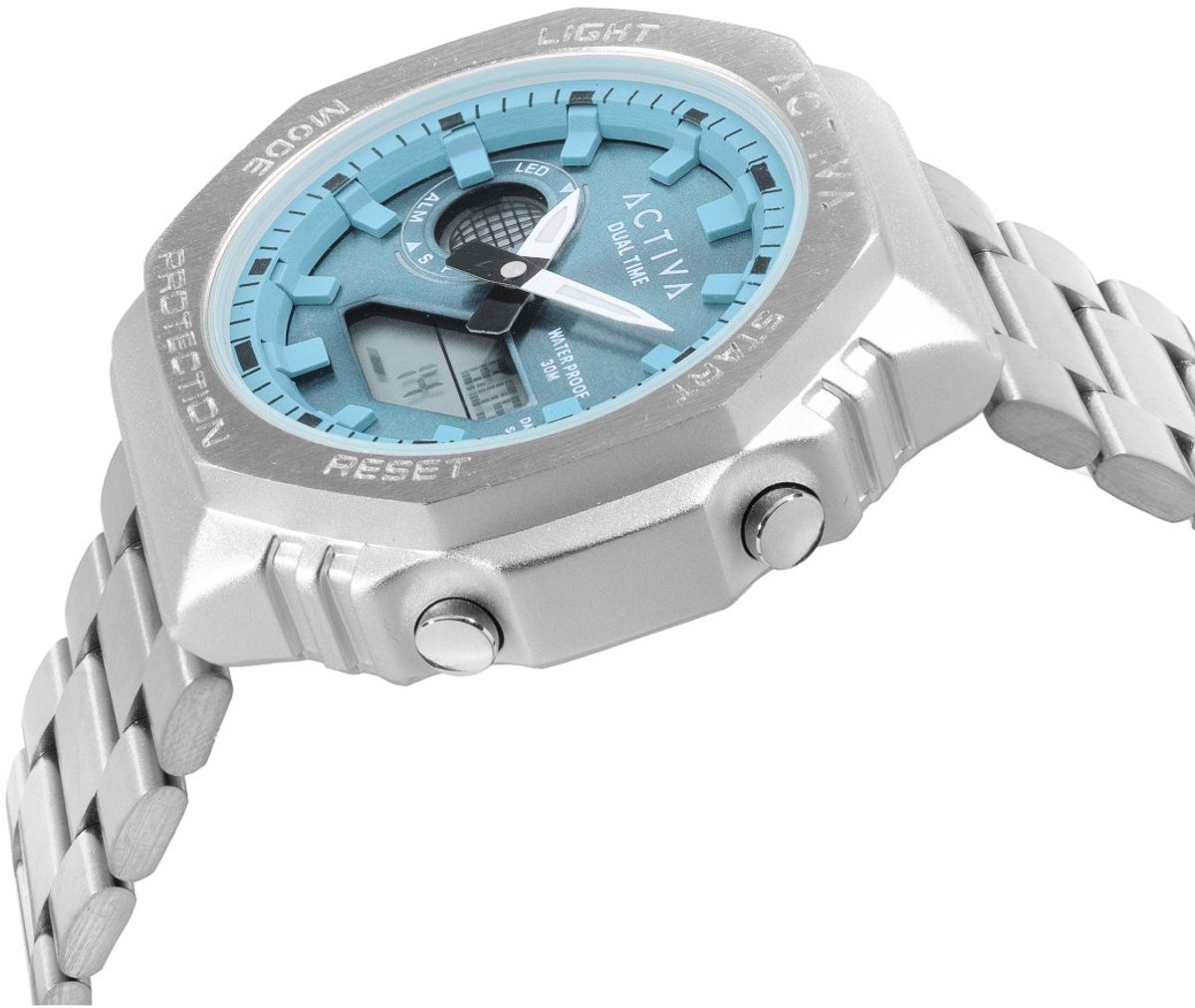 Activa x Invicta Digital ACWM423-003 Heren Horloge - Waterdicht - Digitaal - Quartz Uurwerk - met blauwe Wijzerplaat - 45mm