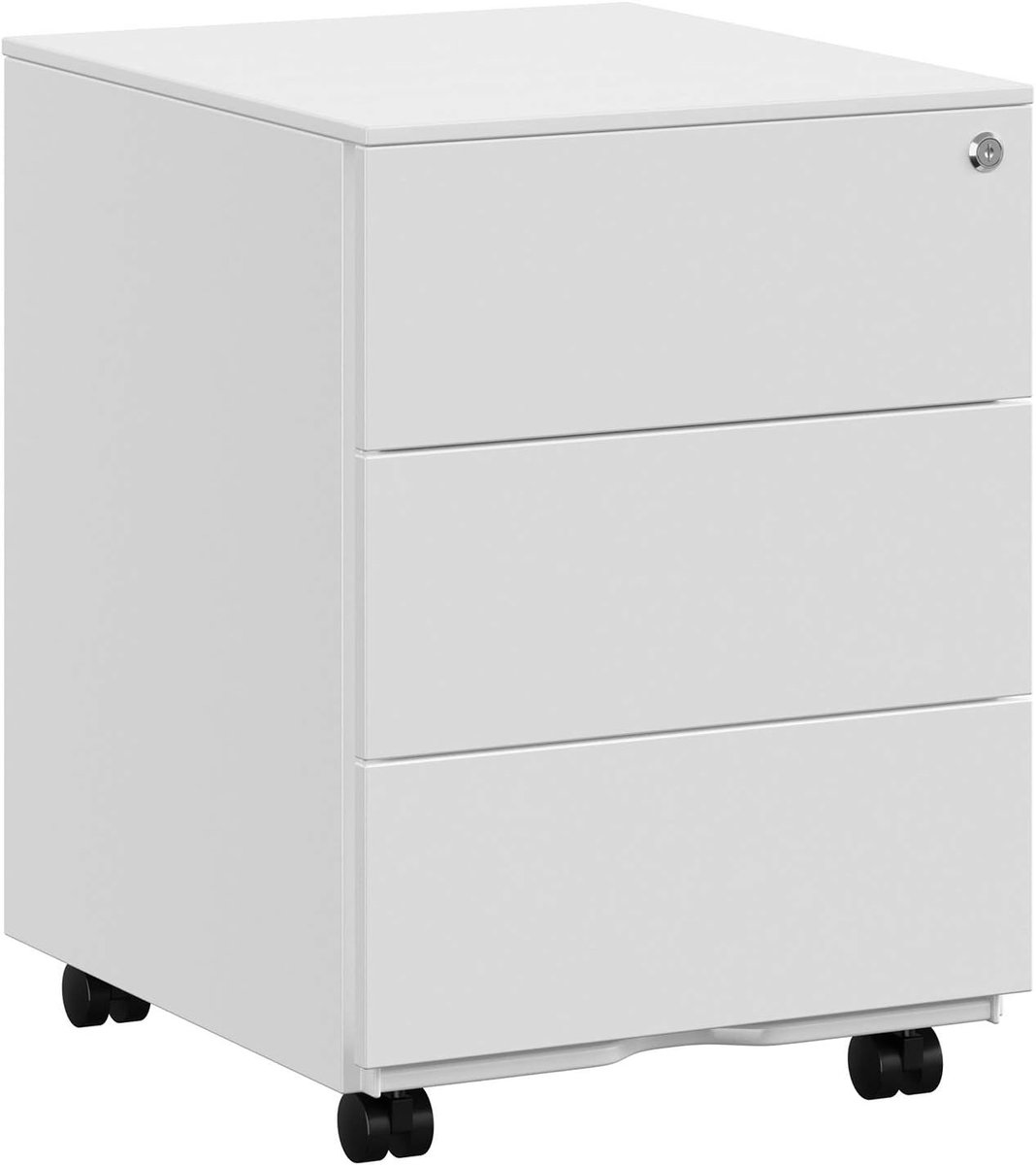 Conway Living® - Ladeblok Wit - Ladeblok Bureau Met Slot 3 Lades 55 x 39 x 45 cm