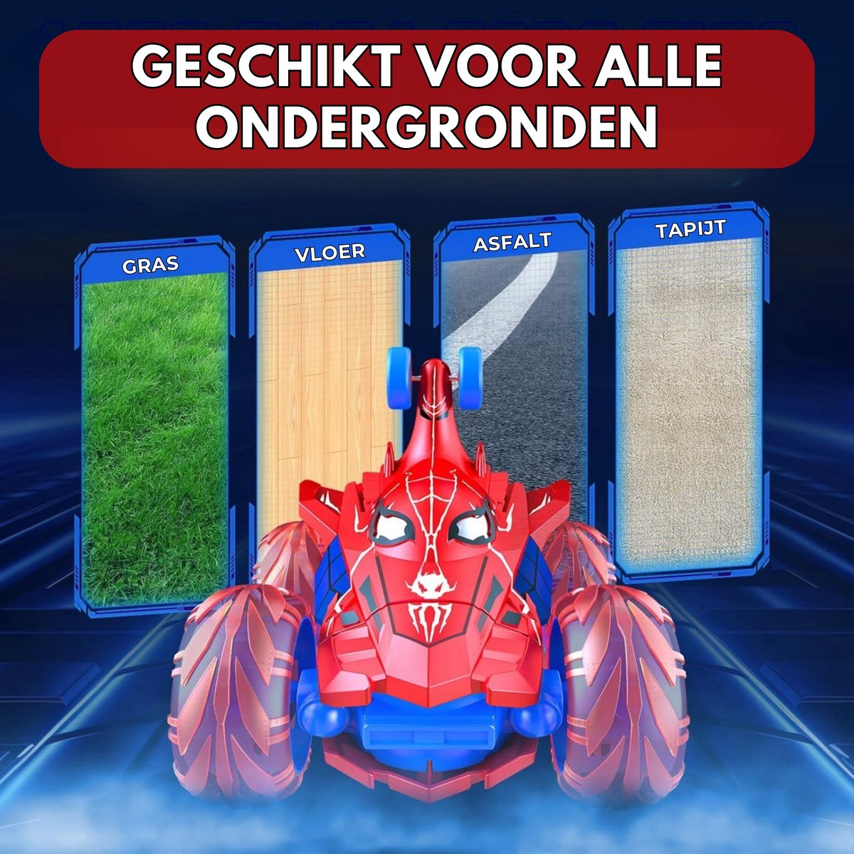 Boncy® Bestuurbare RC Auto - 3D Functie - Jongens Meisje Volwassenen - Robot Speelgoed Binnen & Buiten - Afstandbestuurbaar Race Drift Car - Afstandsbestuurbaar Raceauto Accu Spiderman Alternatief Stuntauto - Bestuurbaar Elektrisch Autos Actiefiguur — afbeelding 6