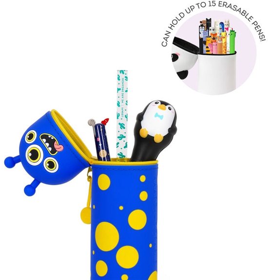 Tortue Trousse École 2-en-1 Silicone Kawaii - Forme Koala - Fermeture Éclair - Support Pour Stylo - Extensible - 7x7x21cm Trousse Legami