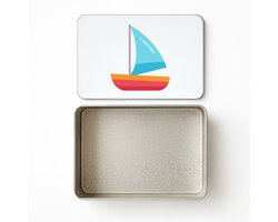 Hacebo® - Zeilboot koektrommel rechthoekig - Boten - schippers - koekblik – koektrommels – bewaarblik - snoeptrommel - Boot - kapitein - koek trommel - 20 x 13 CM