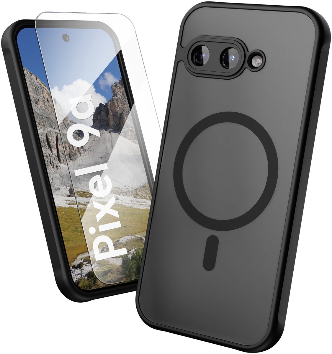Oakshield Hoesje voor Google Pixel 9a – Halftransparante Telefoonhoes – Schokbestendige Beschermhoes met Camerabescherming – Case in zwart