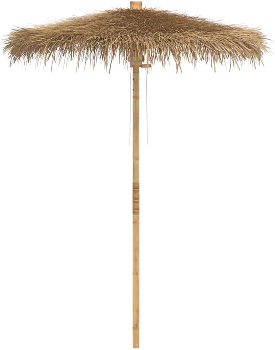 Parasol en bambou avec auvent en feuille de cocotier.