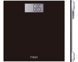 Haepi - Pèse-personne électronique - Groot écran et grands chiffres - Design Elegant et épuré - Capacité maximale de 180 kg - Garantie 15 ans - Piles incluses - Zwart.