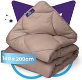 Slaapspeciaal eazydekbed Essential 140x200 cm - BRUIN - Dekbed Zonder Overtrek – Gekleurd Dekbed – Hoesloos Dekbed - Wasbaar Dekbed - Luxe Gelvezels - Anti-Allergisch & Perfect Voor Elk Seizoen - Eenpersoons