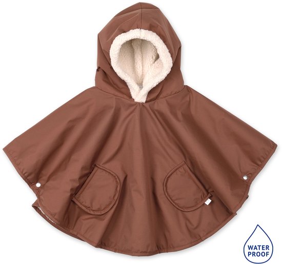 BEMINI Poncho de voyage - 9-36m - Waterproof + teddy - Choco