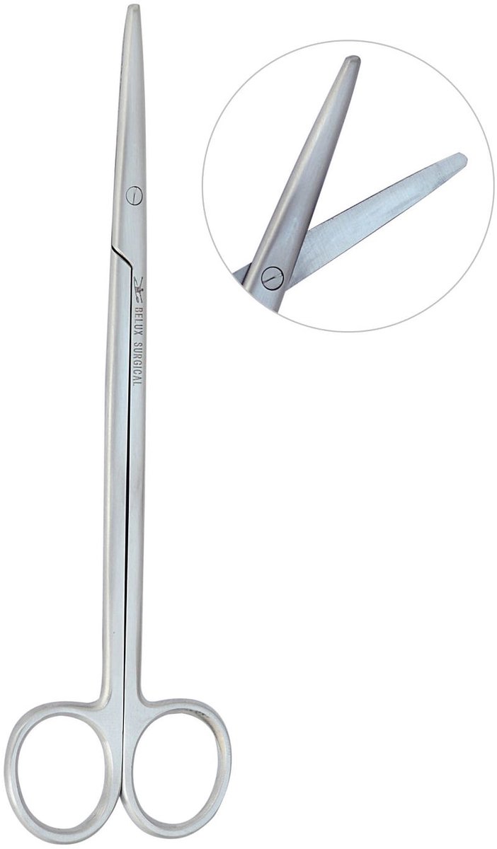 Benelux Surgical Instruments / Metzenbaum prepareerschaar set van 2 gebogen en Recht rvs 18cm stomp stomp