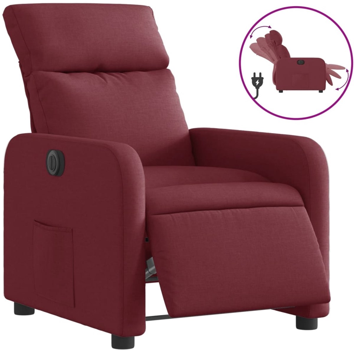 vidaXL Fauteuil - verstelbaar - elektrisch - stof - wijnrood