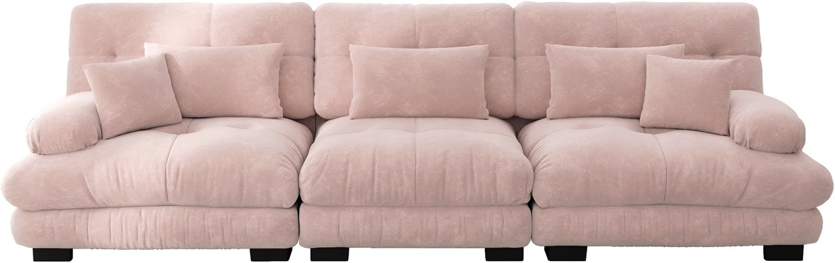 3-zits modulaire hoekbank met diepe zit, Chenille slaapbank comfortabel gepolsterd voor wo
