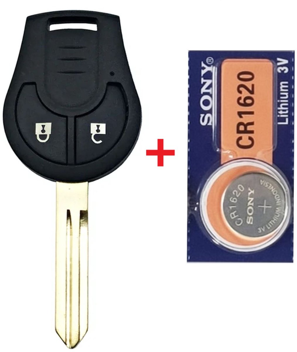 Autosleutelbehuizing 2 knoppen met batterij geschikt voor Nissan
