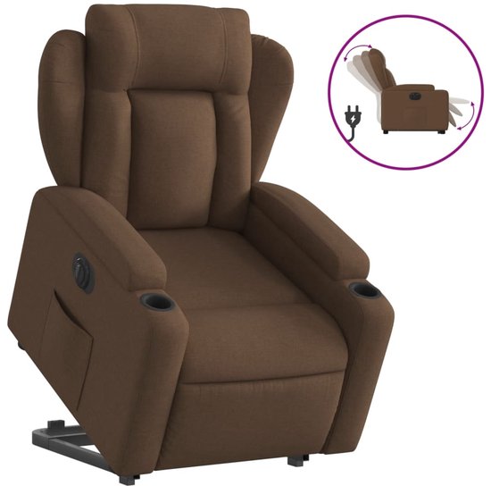 Fauteuil vidaXL et inclinable électriquement réglable en tissu marron - VXL-3204510