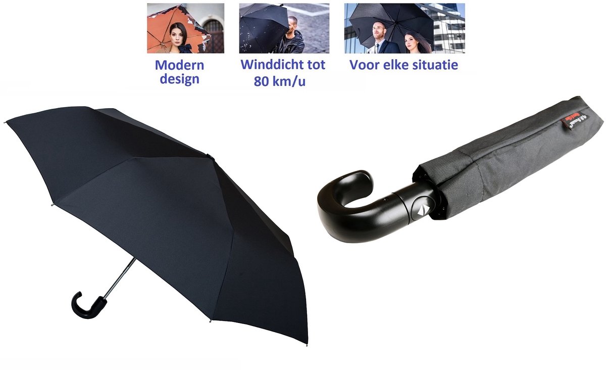 Paraplu voor heren - Paraplu voor mannen - Herenparasol. Automatische open en te sluiten paraplu. Stormparaplu - Winddicht tot 80 km/u. Carbon Steel. Lichtgewicht en Duurzaam - Ø 100 cm. Reisparaplu / Waterdicht / Modern design / Hoge kwaliteit.
