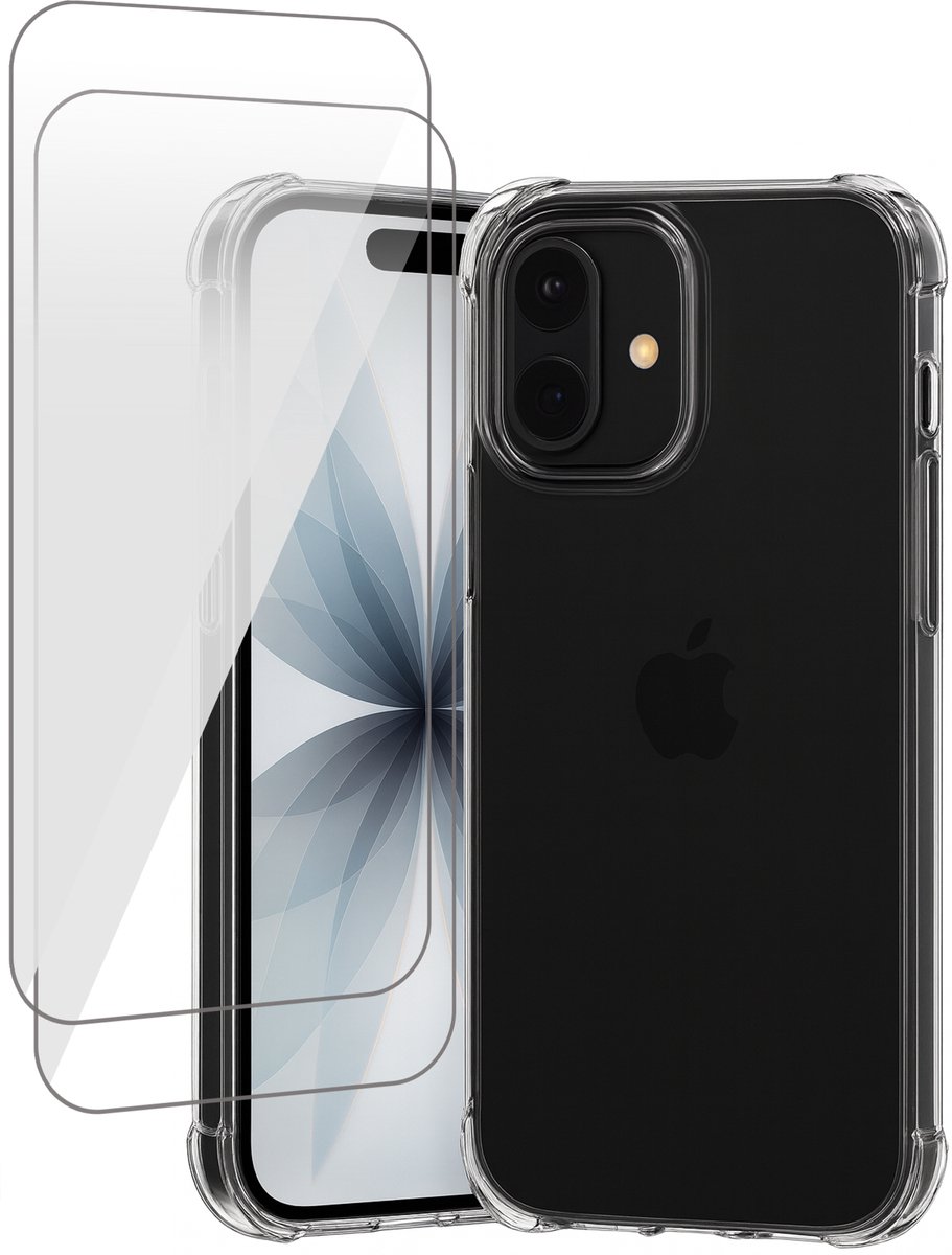 Hoesje geschikt voor iPhone 17 - 2x Screenprotector Glas - Shockproof Transparant