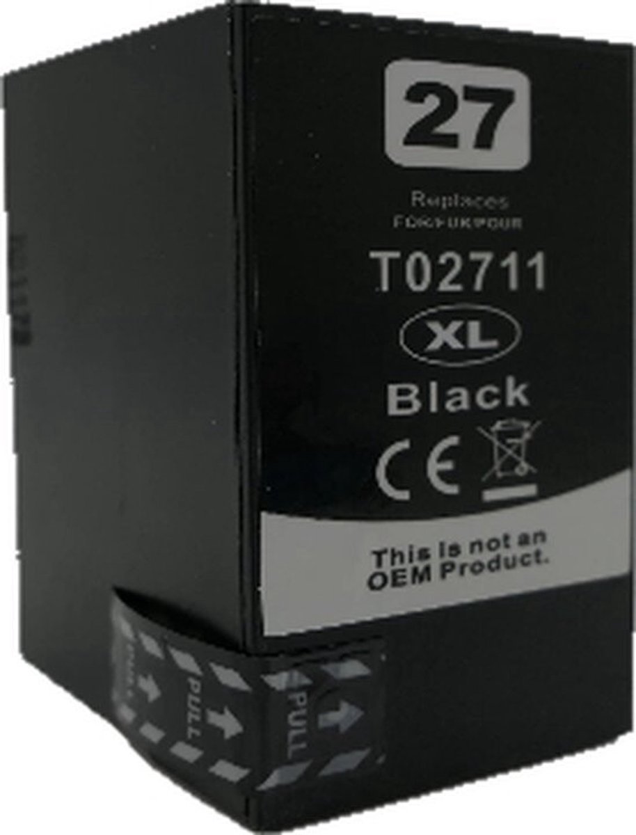 27XL (T2711) Zwart - Huismerk inktcartridge compatible met Epson WorkForce WF-3600 Series / Epson WorkForce WF-3620 WF / Epson WorkForce WF-3620 DWF / Epson WorkForce WF-3640 DTWF / Epson WorkForce WF-7110 DTW / Epson WorkForce WF-7210 DTW