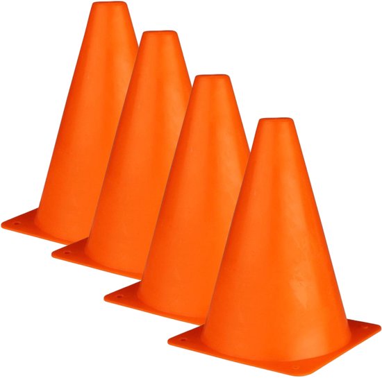 Oranje pionnen 17 cm 4 stuks met voetbal Oranje pionnen 17 cm 4 stuks met voetbal