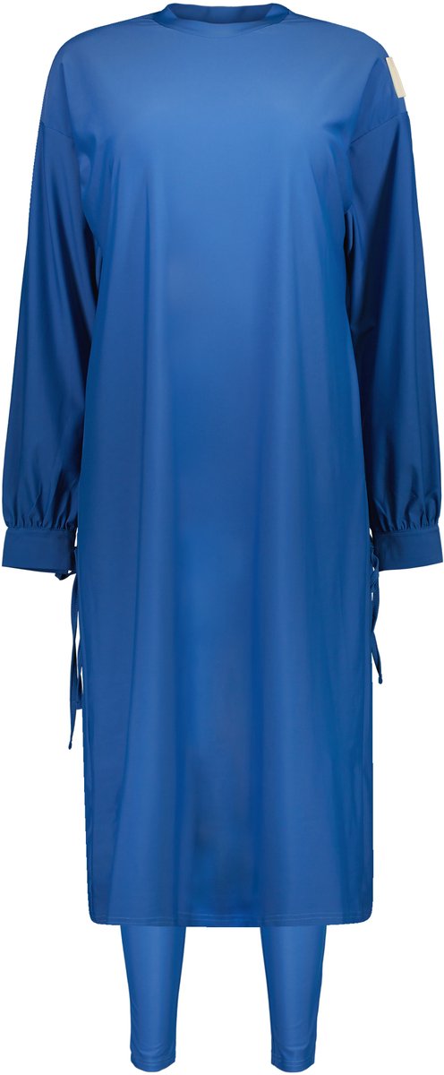 Zayna swimwear- Aya blue burkini- 2- delig zwemlegging en zwemjurk - UV-werend- Maat L- Valt op maat- A-lijn- inclusief padds- wijde burkini