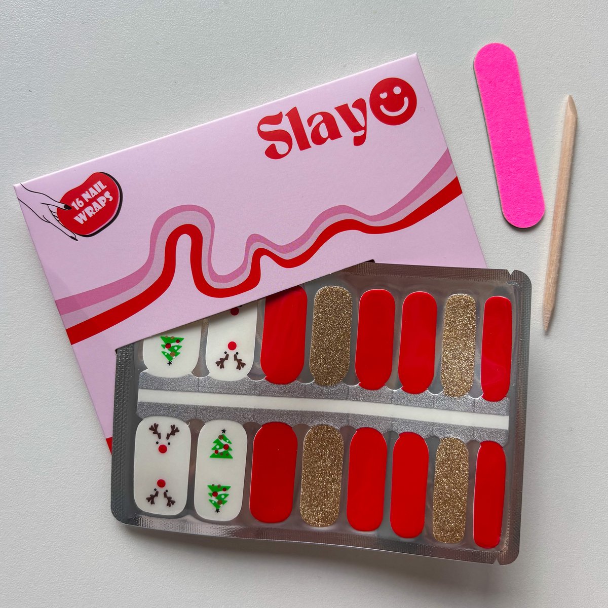 Slayo® - Nagelstickers - Christmas Charm - Nail Wraps - Kerst Cadeau - Nail Art Stickers - GEEN lamp nodig - Kerst Nagels - Kerstboom cadeau