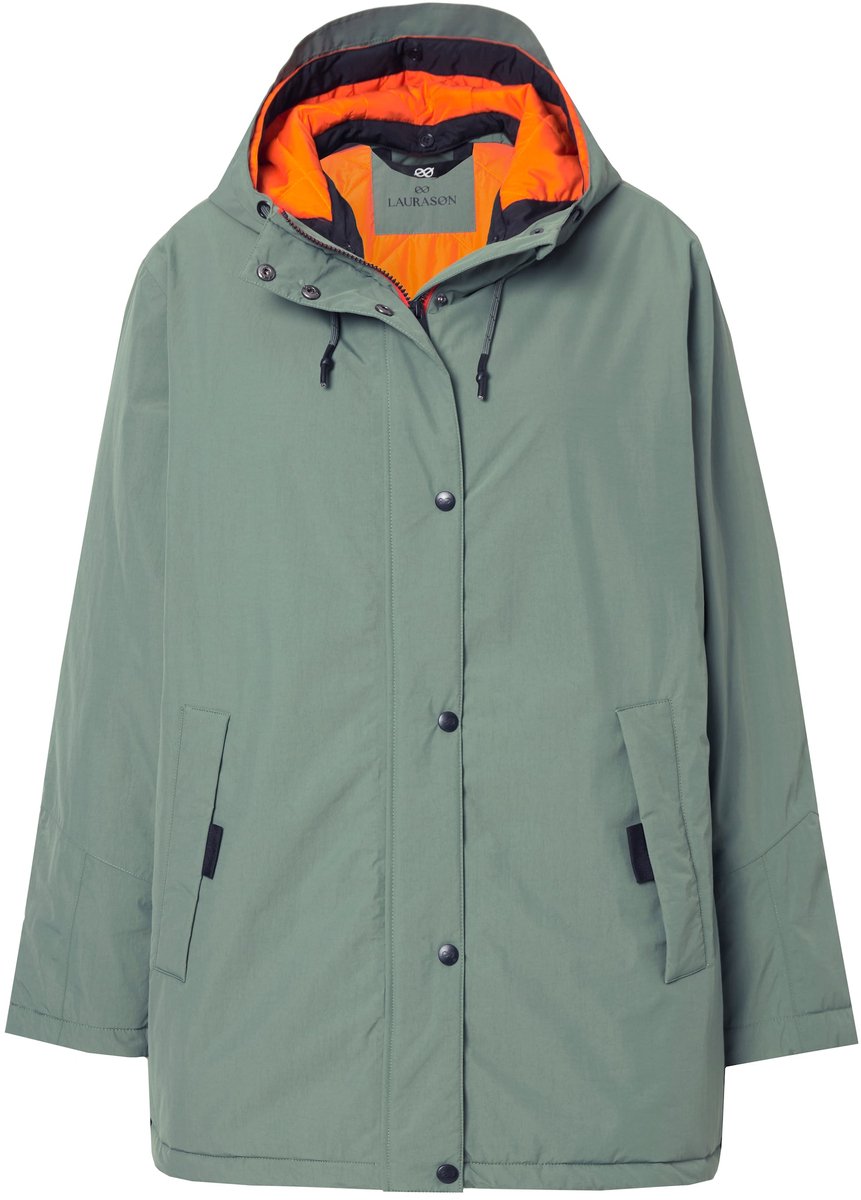 Laurasøn - Dames - Functionele jas capuchon 2-wegrits - Grijs groen - Maat M