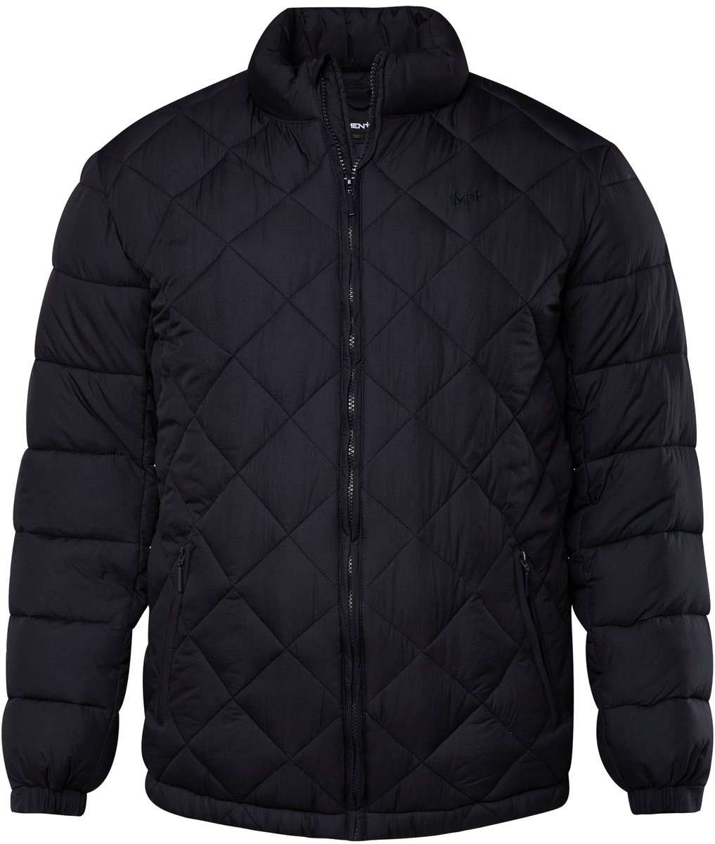 Men Plus - Heren - Gewatteerde jas opstaande kraag - Navy blauw - Maat 4XL
